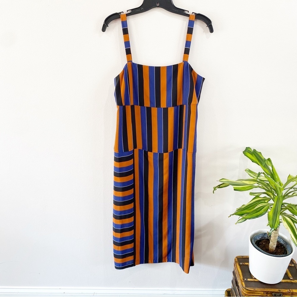Madewell x No.6 100% Silk Patchwork Shift Dress in Multi Stripe